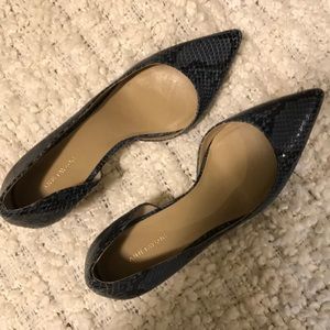 Ann Taylor blue snakeskin pumps